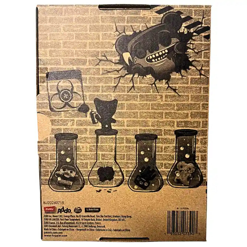 Zuru Fuggler Laboratory Misfits Edition box back showing ZURU Spin Master branding and character silhouettes
