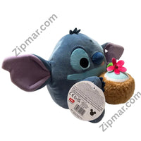 Thumbnail for ZURU Snackles Disney Stitch plush side view holding coconut drink with hang tag”