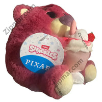 Thumbnail for Side view of Lotso Snackles plush with Pixar hang tag and strawberry sundae